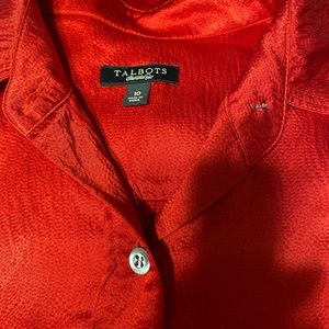 Red silky Talbots blouse 💕